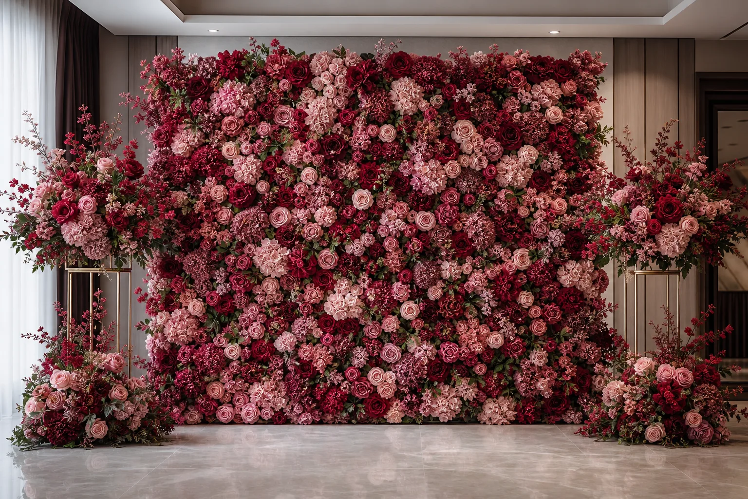 Red party flower wall