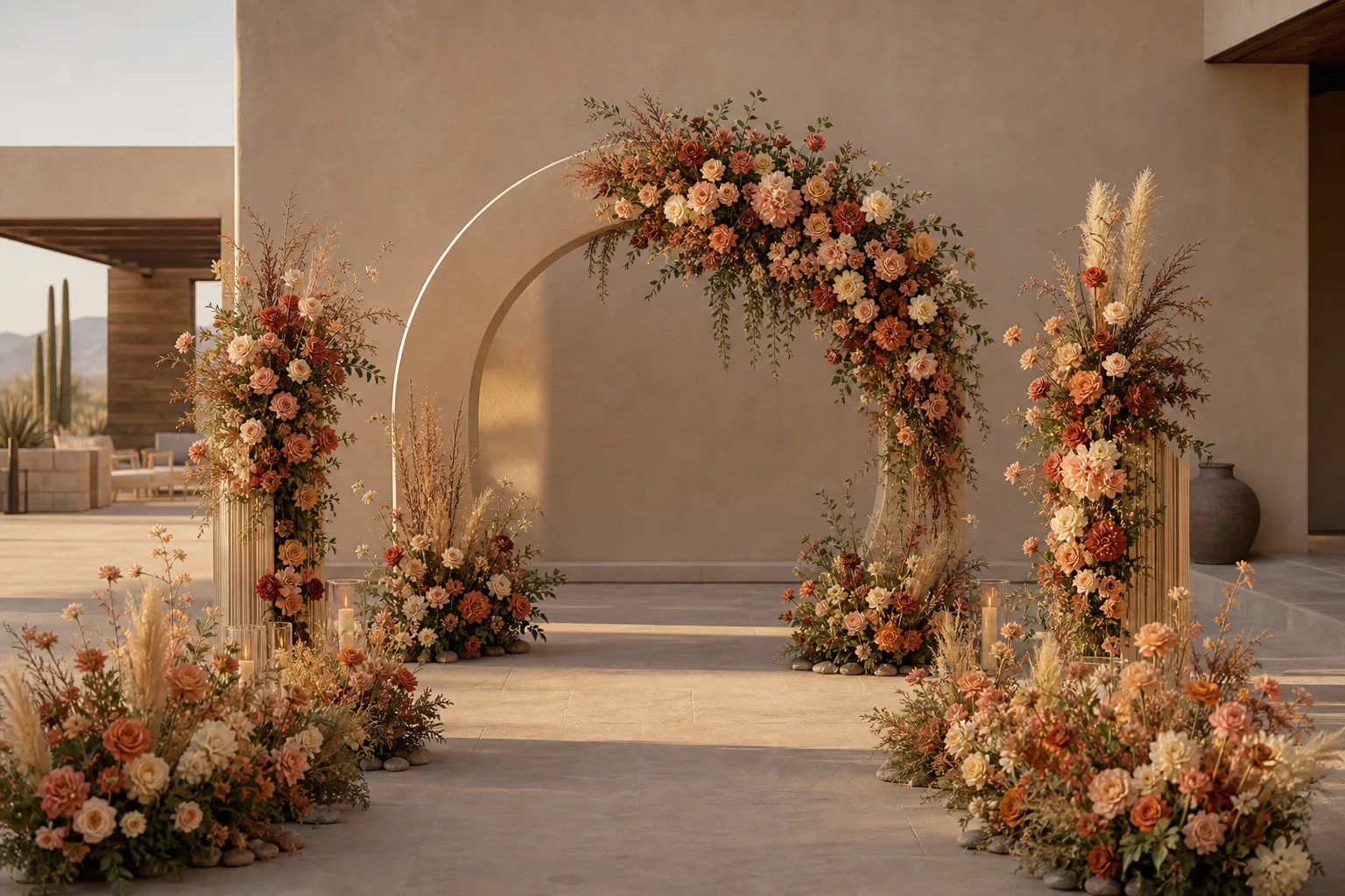 Terracotta artificial floral ceremony set